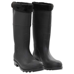 vidaXL Botas de agua con calcetines extra&iacute;bles negro n&uacute;mero 45 PVC