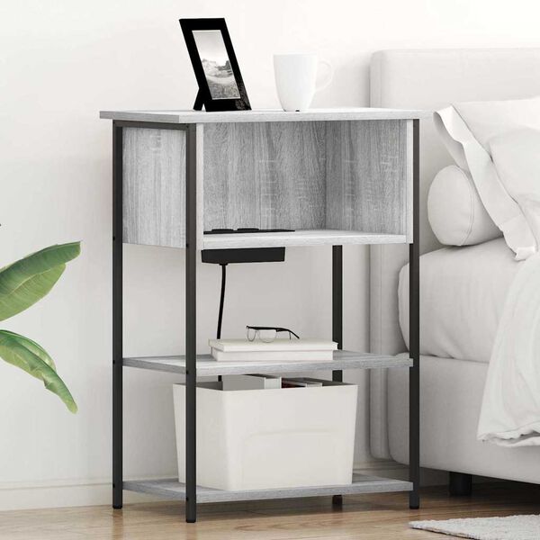 vidaXL Armario de Noche Gris Sonoma 55 x 31 x 76 cm