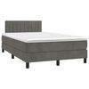 vidaXL Cama box spring colch&oacute;n y LED terciopelo gris oscuro 120x200 cm
