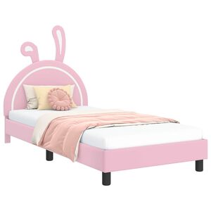 vidaXL Estructura de cama con cabecera Rosa 90 x 200 cm PU