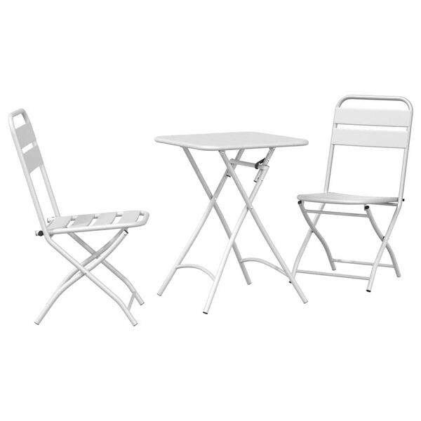vidaXL Conjunto bistro 3 pcs Blanco Acero