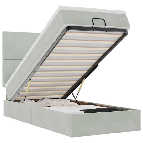 vidaXL Estructura cama otomana colchones gris claro 80x200cm