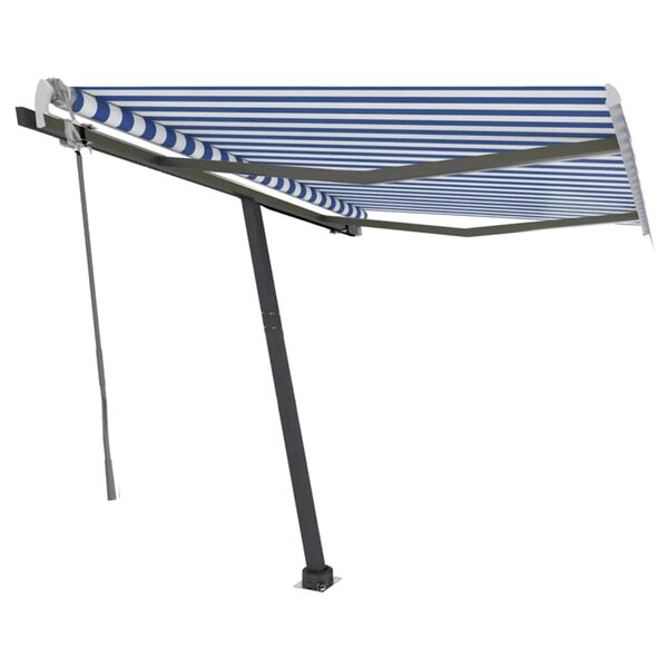 vidaXL Toldo manual retr&aacute;ctil con LED azul y blanco 300x250 cm