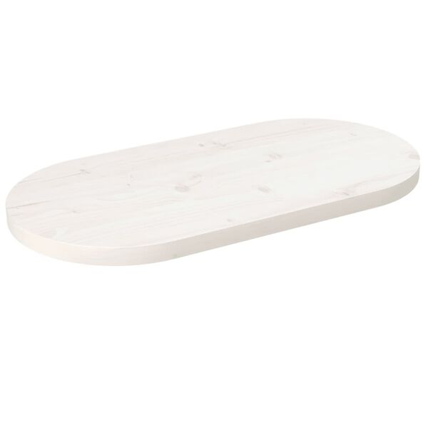 vidaXL Tablero de mesa ovalado madera maciza pino blanco 80x40x2,5 cm