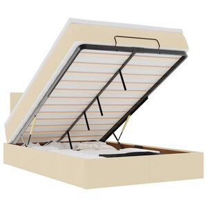 vidaXL Cama otomana con colch&oacute;n y luces LED tela crema 120x190cm