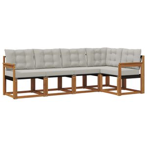 vidaXL Conjunto de sof&aacute;s de exterior 5 uds. Gris Natural y Claro