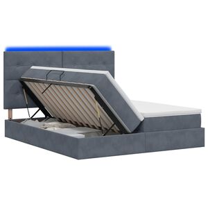 vidaXL Cama de almacenamiento LED con colch&oacute;n Gris oscuro 180 x 200 cm