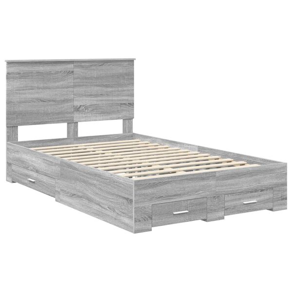 vidaXL Estructura de cama con cabecera Gris Sonoma 120 x 200 cm