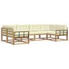 vidaXL Conjunto de sof&aacute;s de exterior con coj&iacute;n 6 pcs Blanco y Crema