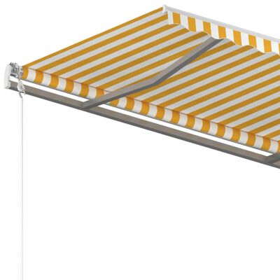 vidaXL Toldo manual retráctil con postes amarillo y blanco 4x3 m