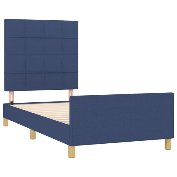 vidaXL Estructura de cama sin colch&oacute;n tela azul 90x200 cm