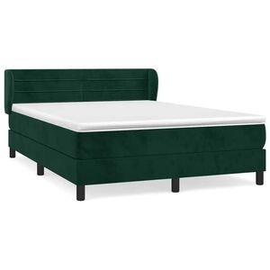 vidaXL Cama box spring con colch&oacute;n terciopelo verde oscuro 140x190 cm
