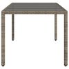 vidaXL Mesa de jard&iacute;n superficie de vidrio rat&aacute;n PE gris 190x90x75 cm