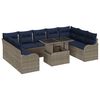 vidaXL Conjunto de sof&aacute; de jard&iacute;n 10 uds. Gris Polirat&aacute;n
