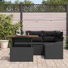 vidaXL Conjunto de sof&aacute; de jard&iacute;n 5 pcs Negro Polirat&aacute;n