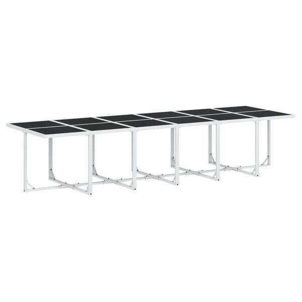 vidaXL Juego de comedor de jardín 13 pzas con cojines textilene blanco