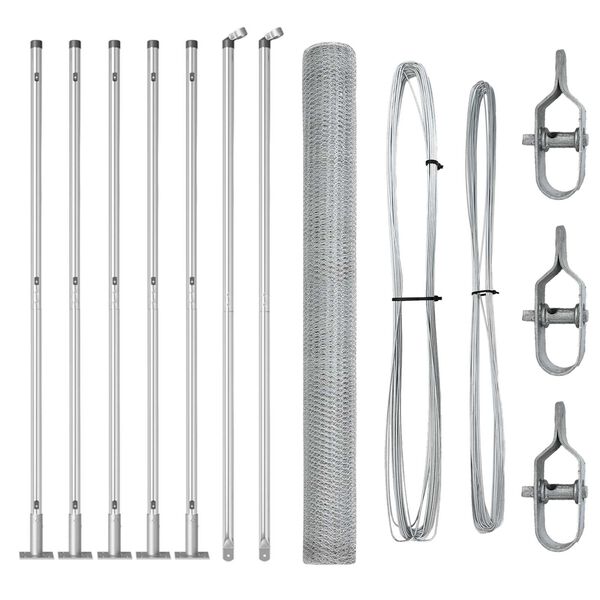 vidaXL Poste de Valla Plateado 10 x 1,5 m (malla de 25 mm) Acero