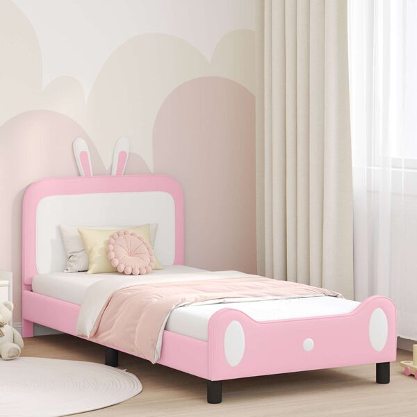 vidaXL Cama para niños con cabecero con cabecera Rosa 80 x 200 cm PU
