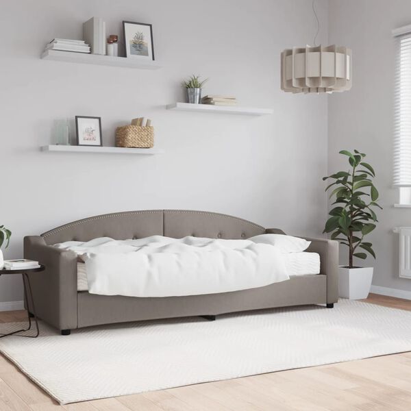 vidaXL Sof&aacute; cama con colch&oacute;n tela gris taupe 80x200 cm