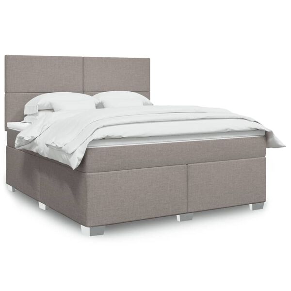 vidaXL Cama box spring con colch&oacute;n tela gris taupe 180x200 cm