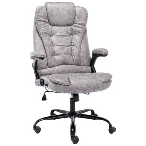 vidaXL Silla de oficina de piel de ante sint&eacute;tica gris claro
