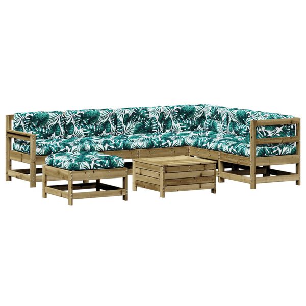 vidaXL Juego de muebles jard&iacute;n 8 pzas y cojines madera pino impregnada