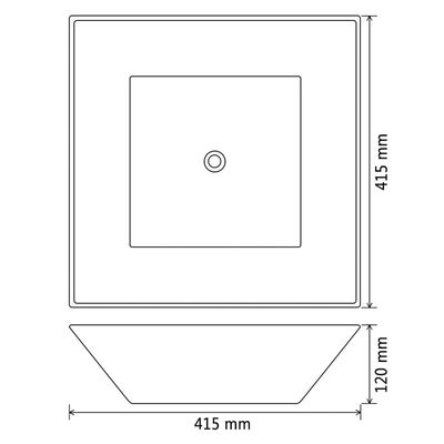 vidaXL Lavabo cuadrado de cerámica 41,5x41,5x12 cm blanco