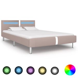 vidaXL Estructura de cama con LED sin colch&oacute;n capuchino 135x190 cm