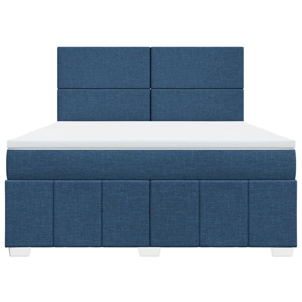 vidaXL Cama box spring con colch&oacute;n tela azul 180x200 cm