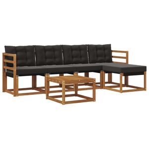 vidaXL Conjunto de sof&aacute;s de exterior 6 uds. Natural y negro