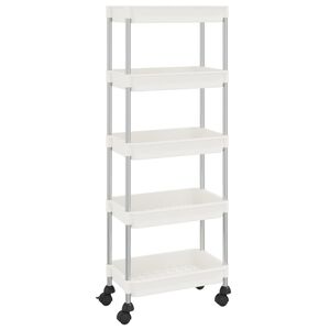 vidaXL Carrito de cocina 5 niveles hierro y ABS blanco 42x29x128 cm