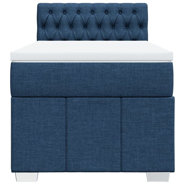 vidaXL Cama box spring con colch&oacute;n tela azul 90x200 cm