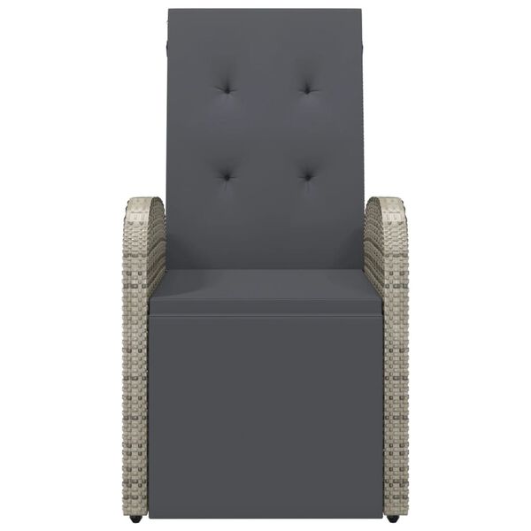 vidaXL Sillones de jard&iacute;n reclinables con cojines 2 uds rat&aacute;n PE gris