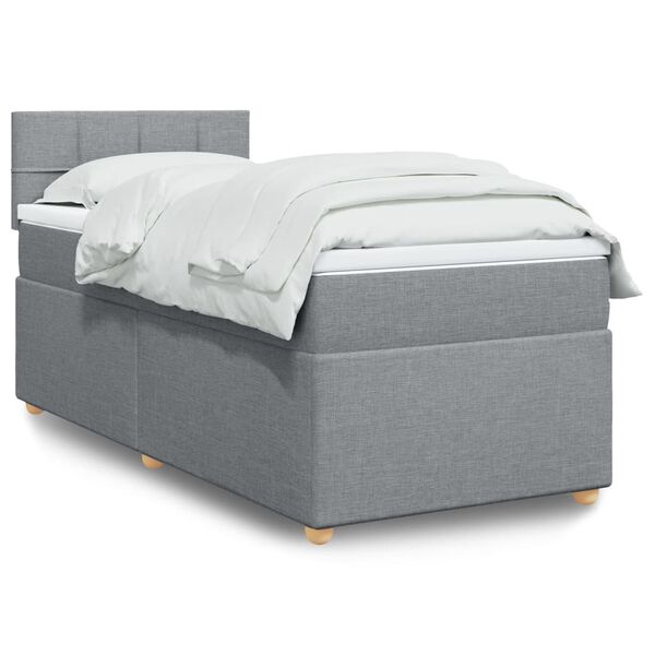 vidaXL Cama box spring con colch&oacute;n tela gris claro 100x200 cm