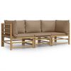 vidaXL Set de muebles de jard&iacute;n 3 piezas bamb&uacute; y cojines gris taupe