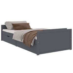 vidaXL Estructura cama sin colch&oacute;n madera pino gris oscuro 90x200 cm