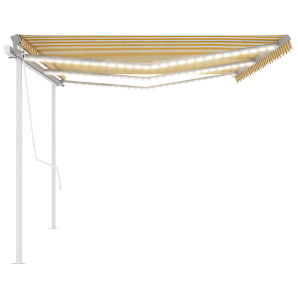 vidaXL Toldo autom&aacute;tico LED sensor de viento amarillo blanco 6x3,5 m