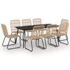 vidaXL Juego de comedor para jard&iacute;n 9 piezas rat&aacute;n sint&eacute;tico y vidrio
