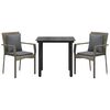 vidaXL Set comedor jard&iacute;n 3 pzas y cojines rat&aacute;n sint&eacute;tico negro gris