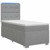 vidaXL Cama con Base Tapizada, Colch&oacute;n y Luz LED Gris Claro Tela