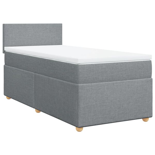 vidaXL Cama box spring con colch&oacute;n tela gris claro 90x200 cm