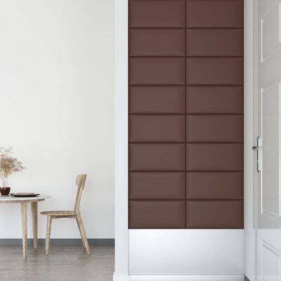 vidaXL Paneles de pared 12 uds cuero sintético marrón 60x30 cm 2,16 m²