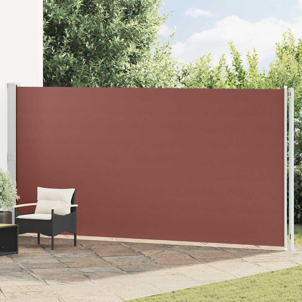vidaXL Toldo lateral retr&aacute;ctil de jard&iacute;n marr&oacute;n 200x600 cm