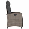 vidaXL Silla de jard&iacute;n reclinable con mesa auxiliar rat&aacute;n gris