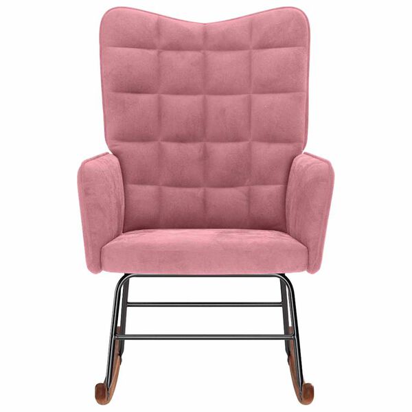 vidaXL Silla mecedora de terciopelo rosa