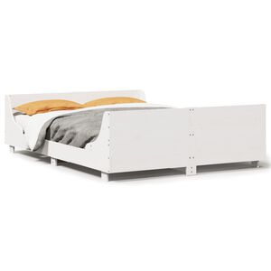 vidaXL Estructura de cama sin colch&oacute;n madera maciza blanca 120x190 cm