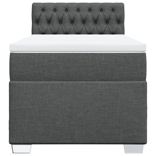 vidaXL Cama box spring con colch&oacute;n tela gris oscuro 80x200 cm