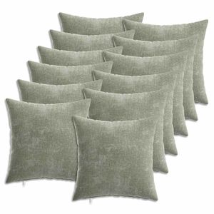 vidaXL Funda de almohada 6 uds. HEERLEN Verde 35 x 35 cm Tela Chenille