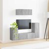 vidaXL Conjunto de mueble de TV 4 pcs Gris Sonoma Madera de ingenier&iacute;a