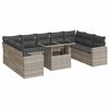 vidaXL Set sof&aacute;s jard&iacute;n 10 pzas con cojines rat&aacute;n sint&eacute;tico gris claro